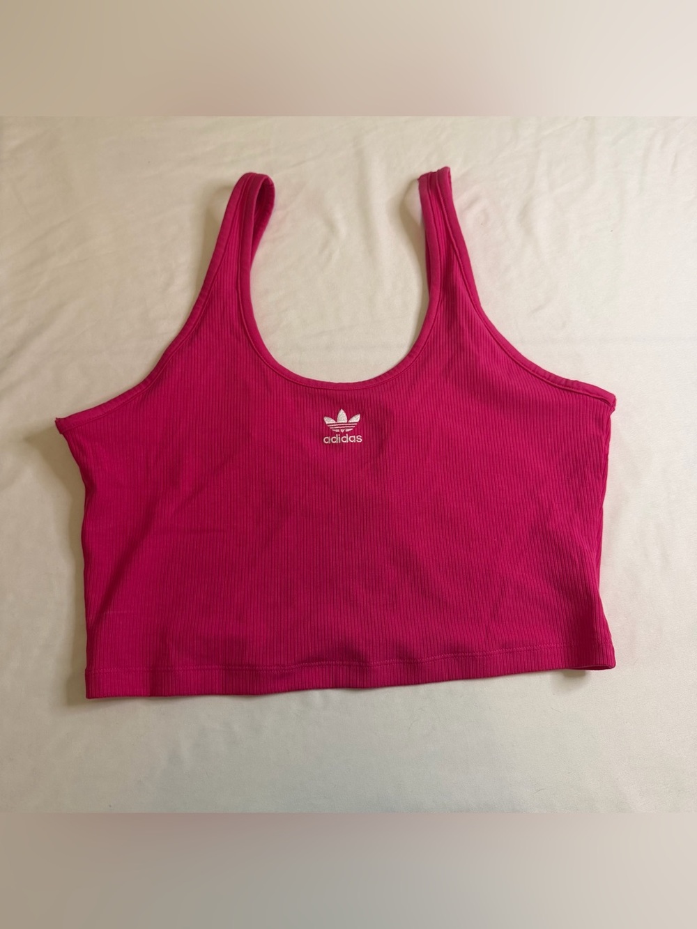 Adidas Originals Ribbed Crop Tank Top NWT Women’s Large – Real Magenta